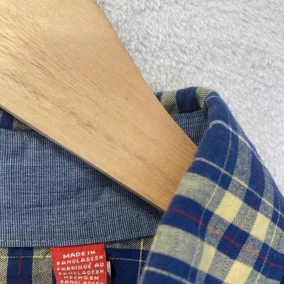 Lot of 2 Izod Button Up Shirt Mens Large Plaid Blue Yellow Heritage Tartan - Picture 7 of 16